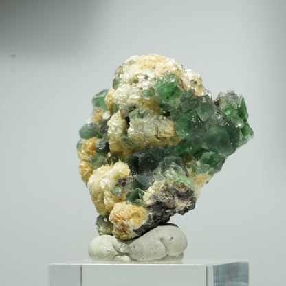 Phantom Fluorit Würfel, Schörl Turmalin, Muskovit Erongo, Namibia 16*16*14mm #13557