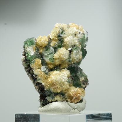 Phantom Fluorit Würfel, Schörl Turmalin, Muskovit Erongo, Namibia 16*16*14mm #13557