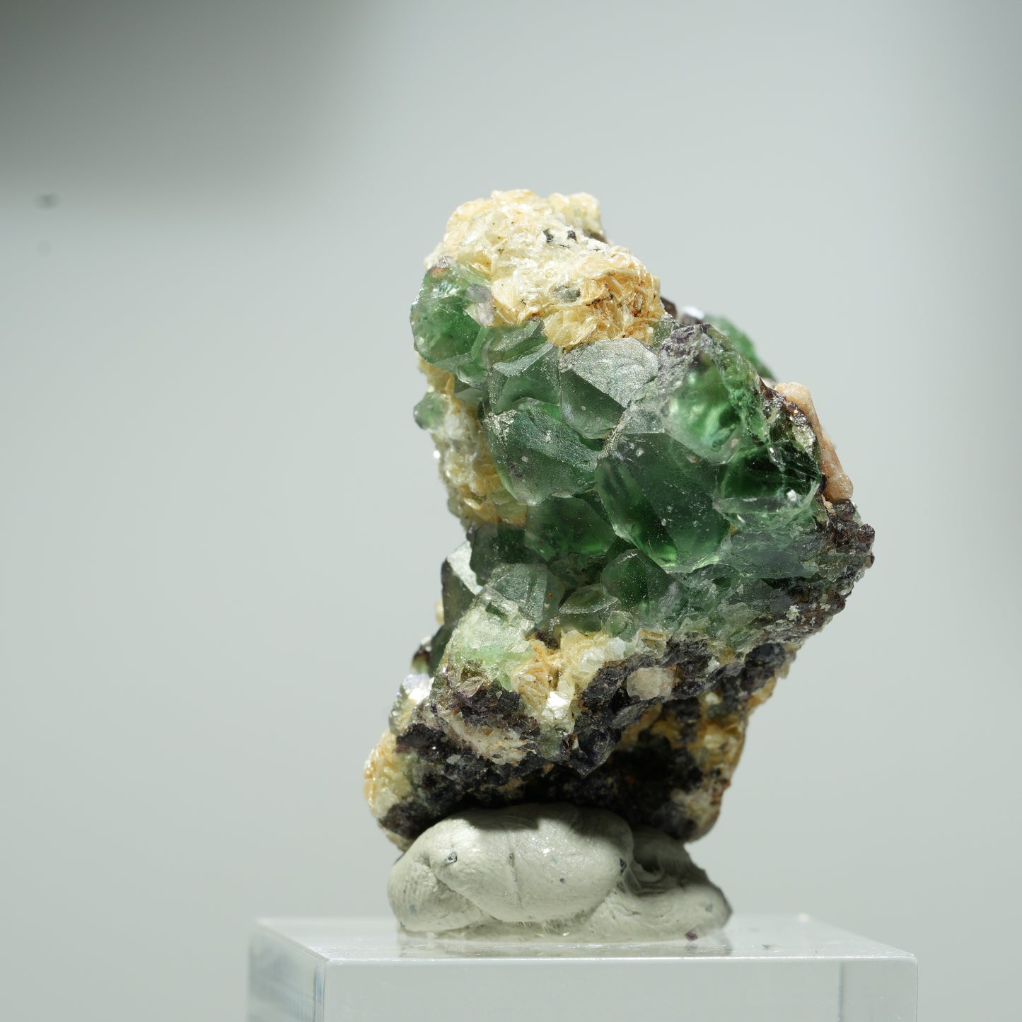 Phantom Fluorit Würfel, Schörl Turmalin, Muskovit Erongo, Namibia 16*16*14mm #13557