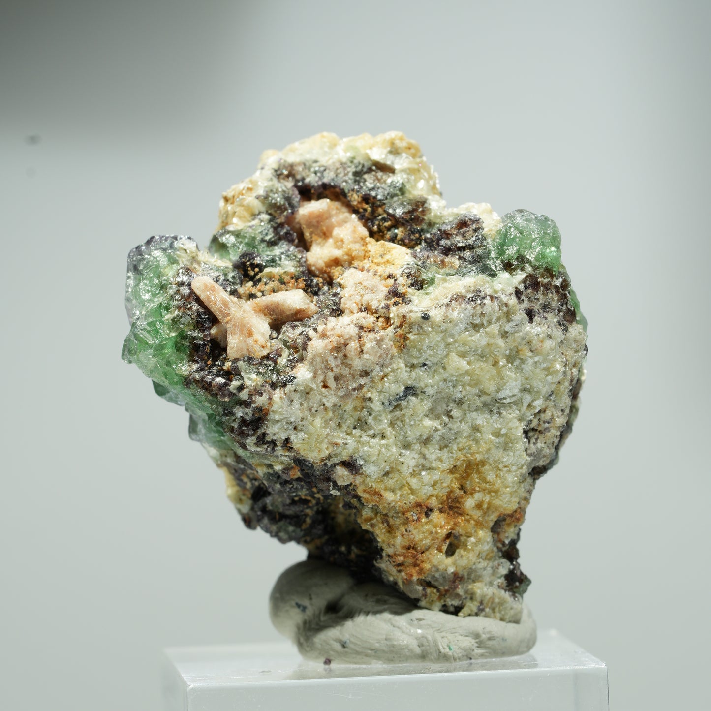 Phantom Fluorit Würfel, Schörl Turmalin, Muskovit Erongo, Namibia 16*16*14mm #13557