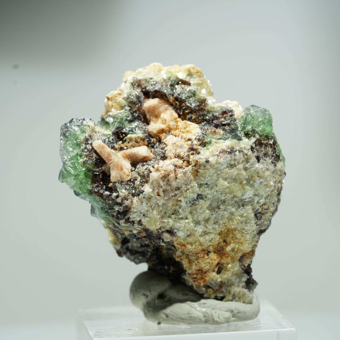 Phantom Fluorit Würfel, Schörl Turmalin, Muskovit Erongo, Namibia 16*16*14mm #13557