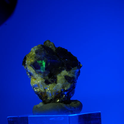 Bunte Phantom Fluorit, Hyalit Opal, Muskovit Stufe Erongo, Namibia 16*13*10mm #13558