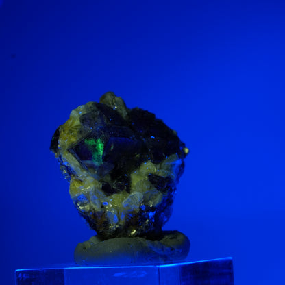 Bunte Phantom Fluorit, Hyalit Opal, Muskovit Stufe Erongo, Namibia 16*13*10mm #13558