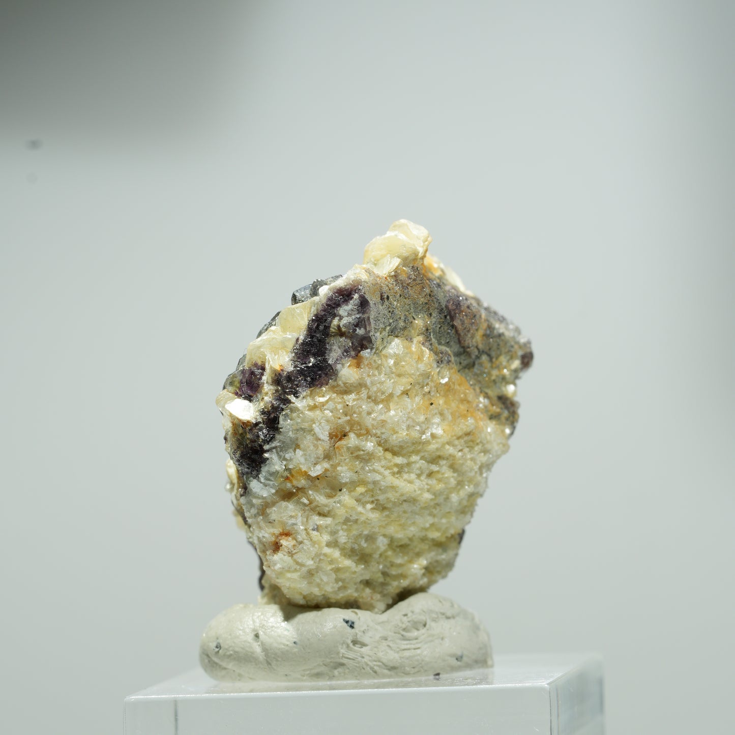 Bunte Phantom Fluorit, Hyalit Opal, Muskovit Stufe Erongo, Namibia 16*13*10mm #13558