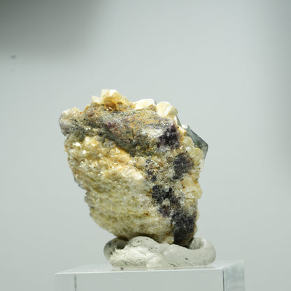 Bunte Phantom Fluorit, Hyalit Opal, Muskovit Stufe Erongo, Namibia 16*13*10mm #13558