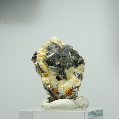 Bunte Phantom Fluorit, Hyalit Opal, Muskovit Stufe Erongo, Namibia 16*13*10mm #13558