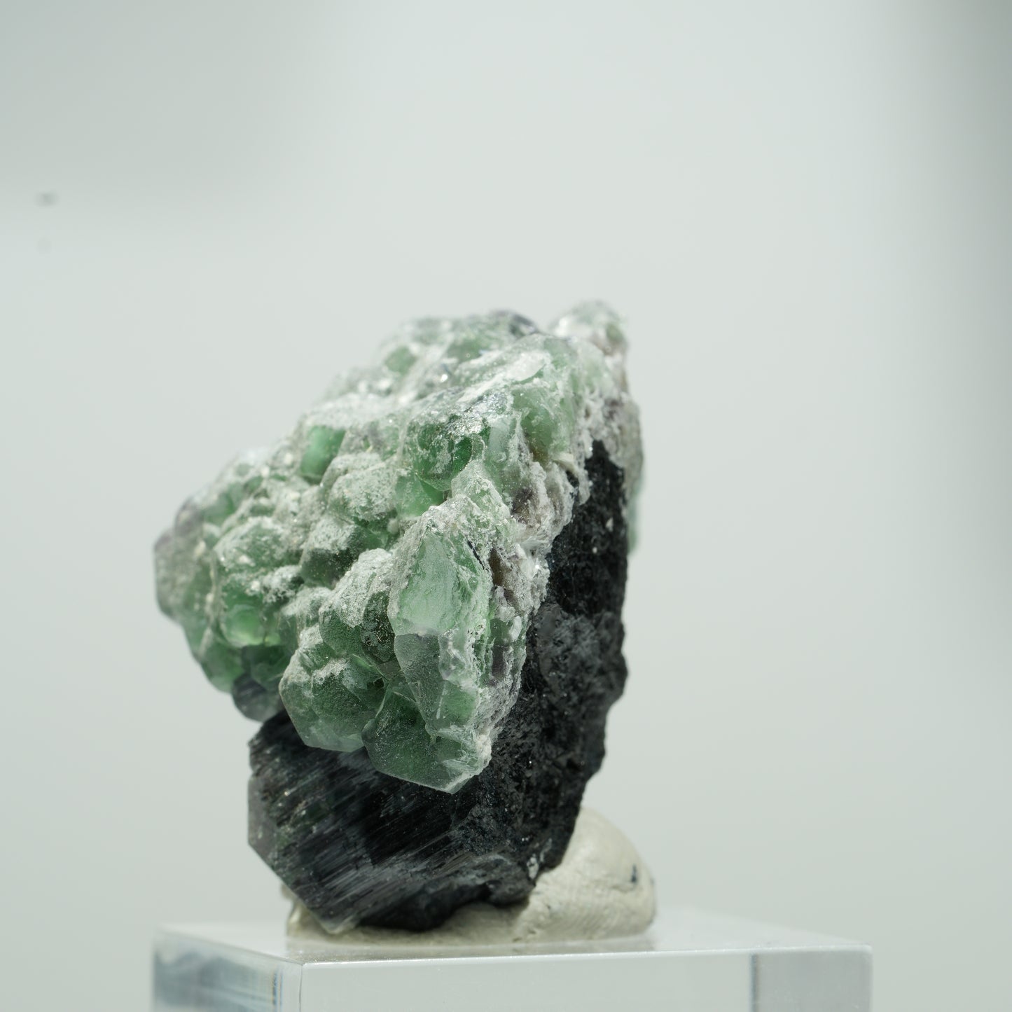 Seltene Phantom Fluorit Würfel, Schörl Turmalin Stufe Erongo, Namibia 22*17*12mm #13559