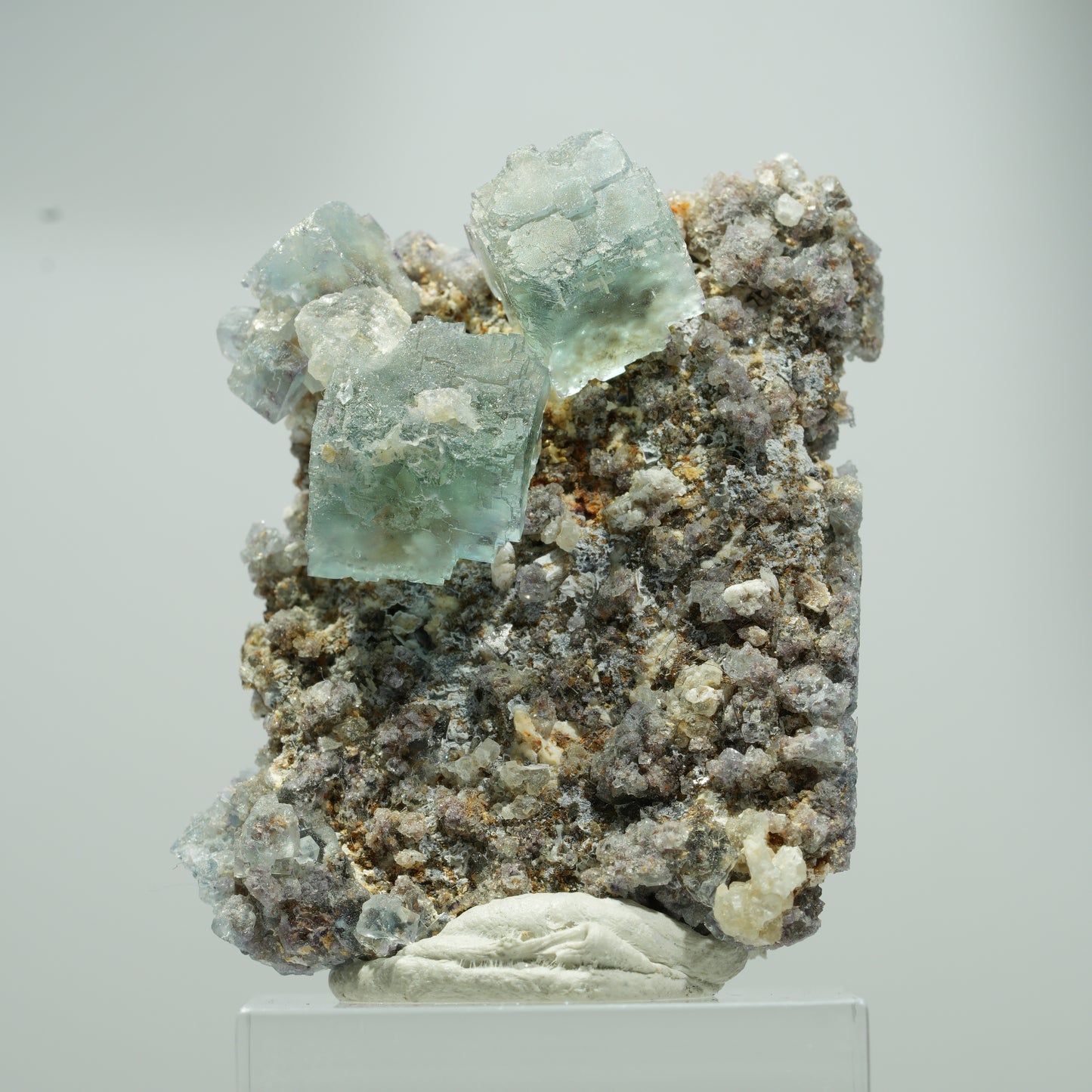 Seltene klare Phantom Fluorit Würfel, Quarz Stufe Erongo, Namibia 21*18*10mm #13561