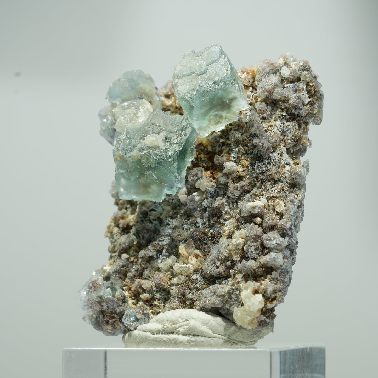 Seltene klare Phantom Fluorit Würfel, Quarz Stufe Erongo, Namibia 21*18*10mm #13561