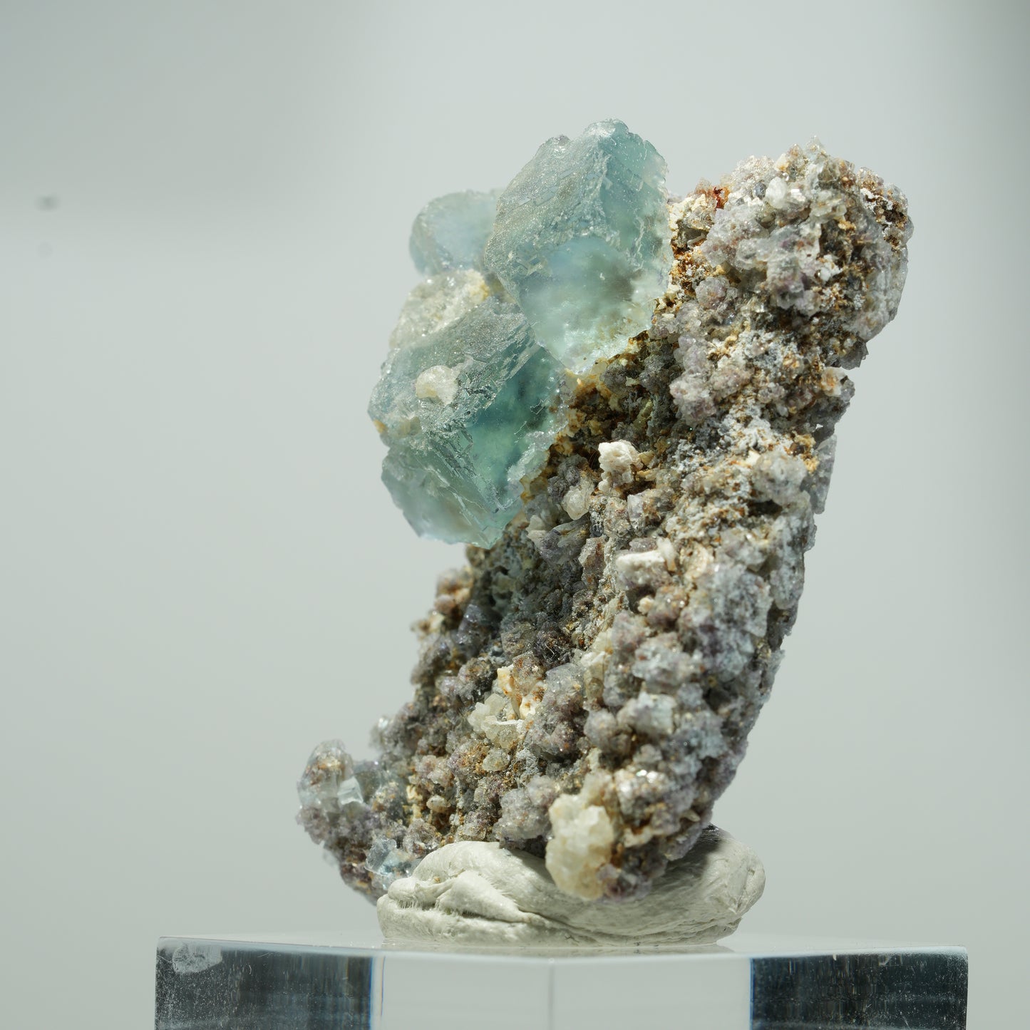 Seltene klare Phantom Fluorit Würfel, Quarz Stufe Erongo, Namibia 21*18*10mm #13561