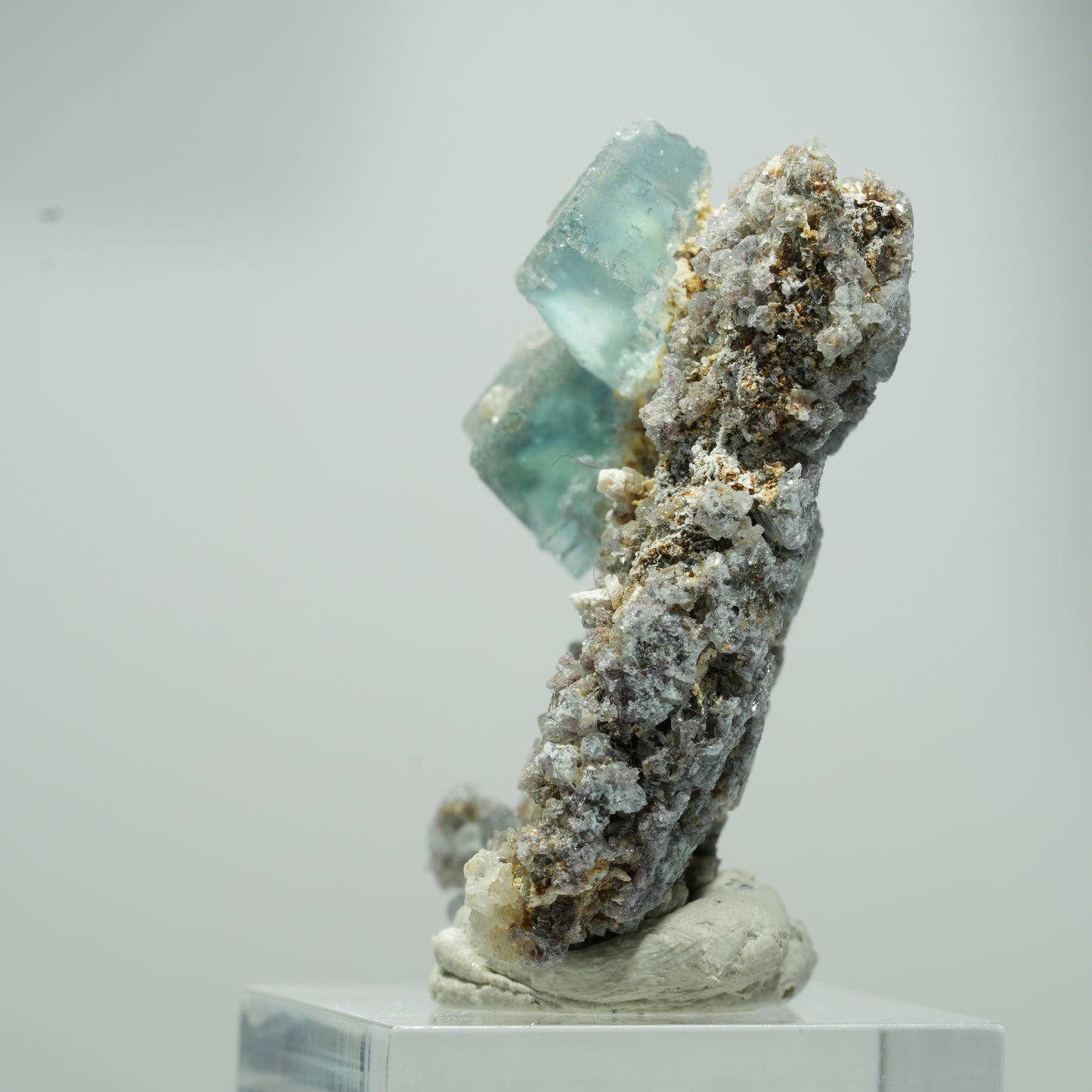 Seltene klare Phantom Fluorit Würfel, Quarz Stufe Erongo, Namibia 21*18*10mm #13561