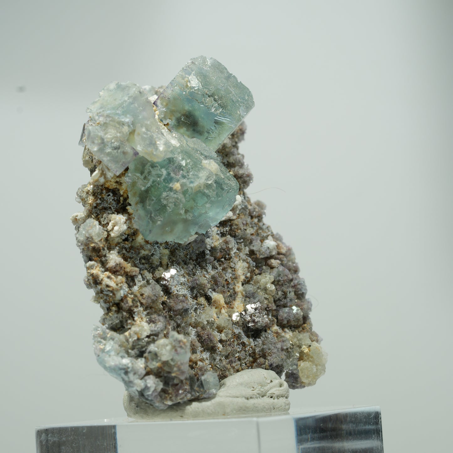 Seltene klare Phantom Fluorit Würfel, Quarz Stufe Erongo, Namibia 21*18*10mm #13561
