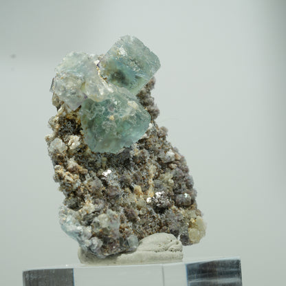 Seltene klare Phantom Fluorit Würfel, Quarz Stufe Erongo, Namibia 21*18*10mm #13561