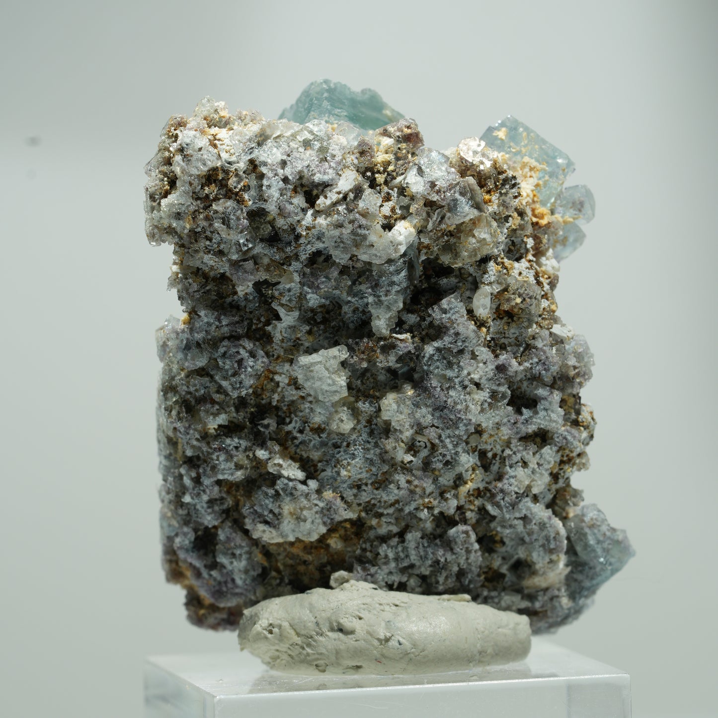 Seltene klare Phantom Fluorit Würfel, Quarz Stufe Erongo, Namibia 21*18*10mm #13561