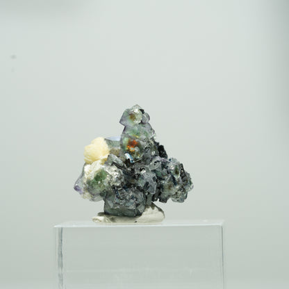 Bunte Phantom Fluorit Würfel, Schörl Turmalin, Muskovit Erongo, Namibia 10*10*8mm #13562