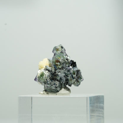 Bunte Phantom Fluorit Würfel, Schörl Turmalin, Muskovit Erongo, Namibia 10*10*8mm #13562