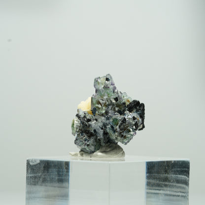 Bunte Phantom Fluorit Würfel, Schörl Turmalin, Muskovit Erongo, Namibia 10*10*8mm #13562