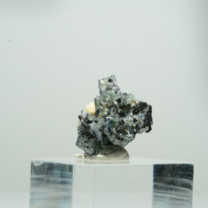 Bunte Phantom Fluorit Würfel, Schörl Turmalin, Muskovit Erongo, Namibia 10*10*8mm #13562