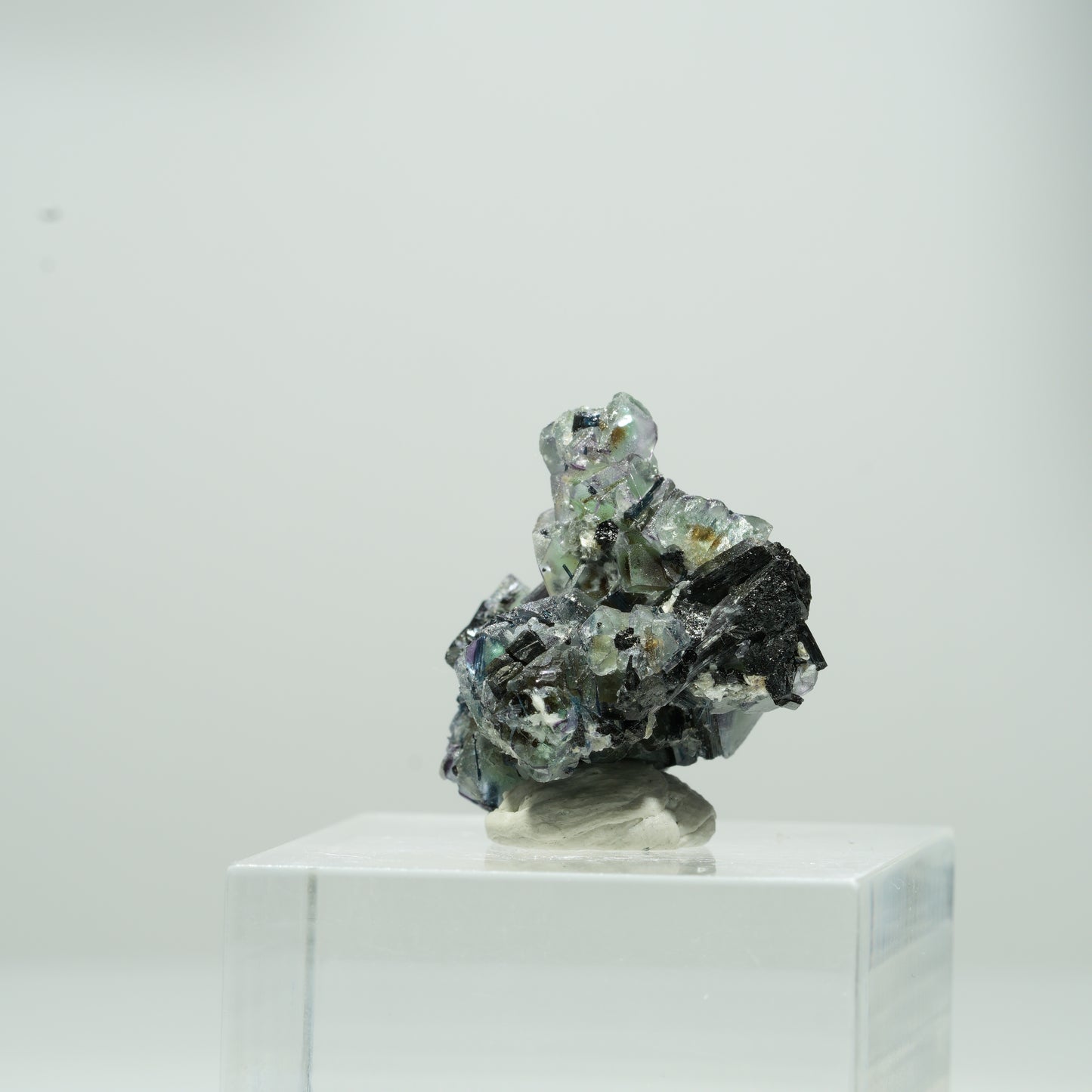 Bunte Phantom Fluorit Würfel, Schörl Turmalin, Muskovit Erongo, Namibia 10*10*8mm #13562