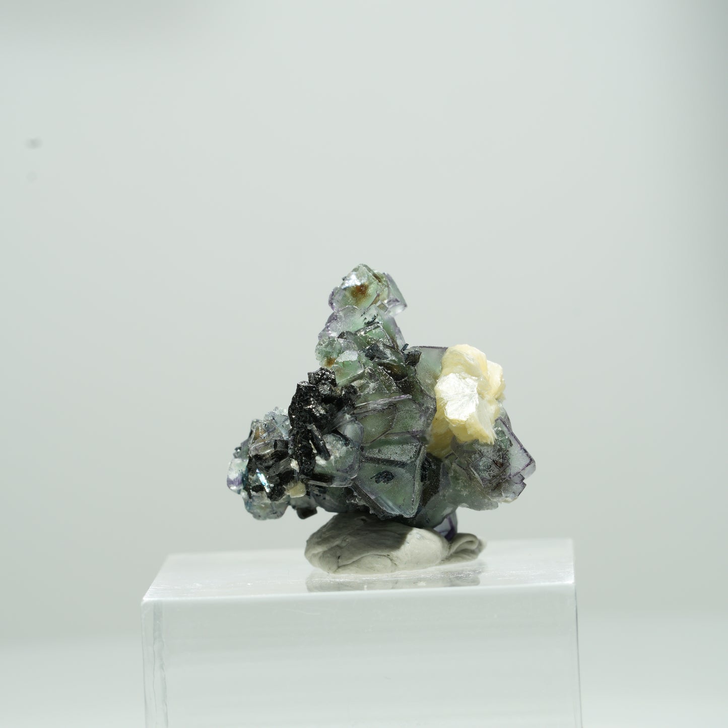 Bunte Phantom Fluorit Würfel, Schörl Turmalin, Muskovit Erongo, Namibia 10*10*8mm #13562