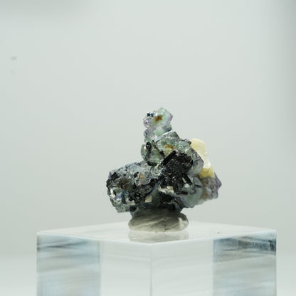 Bunte Phantom Fluorit Würfel, Schörl Turmalin, Muskovit Erongo, Namibia 10*10*8mm #13562
