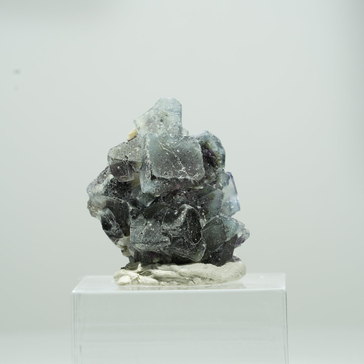 Bunte Phantom Fluorit Würfel, Muskovit Stufe Erongo, Namibia 13*11*9mm #13563