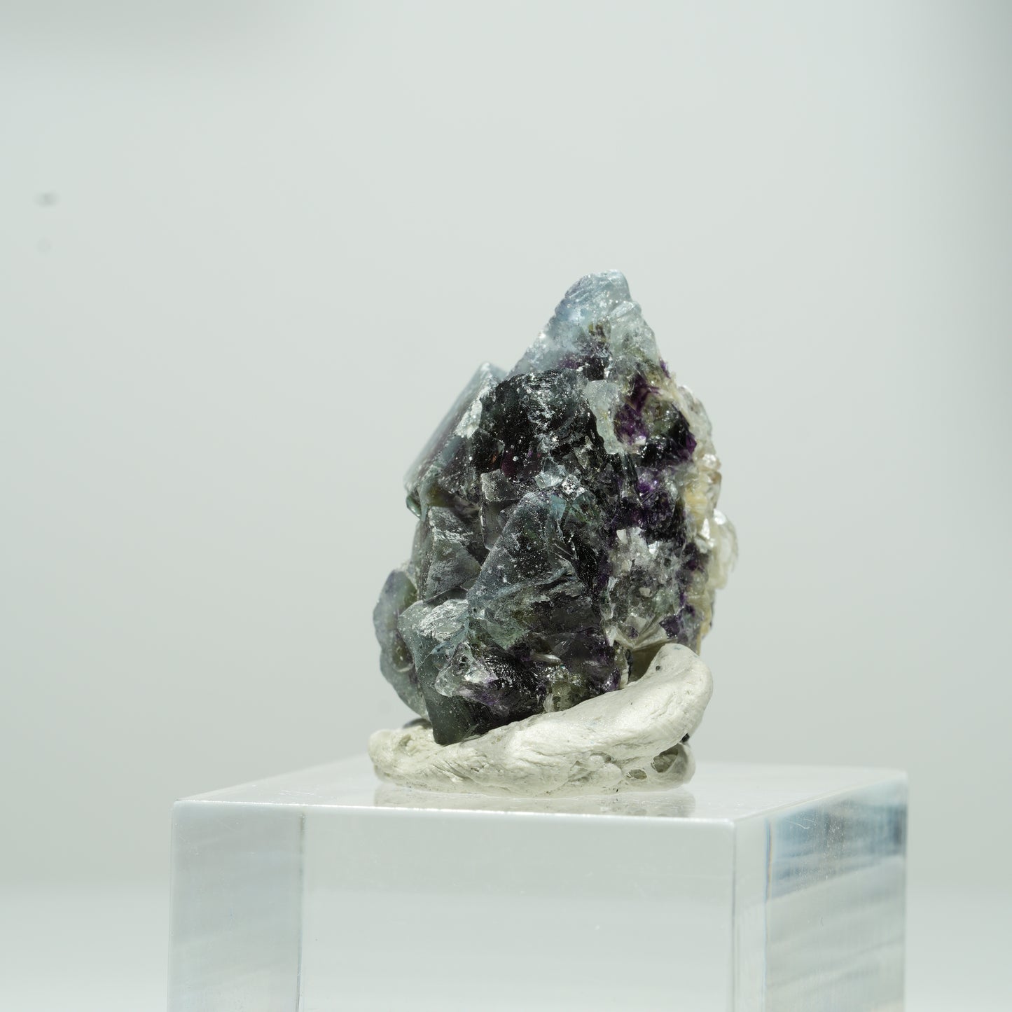Bunte Phantom Fluorit Würfel, Muskovit Stufe Erongo, Namibia 13*11*9mm #13563