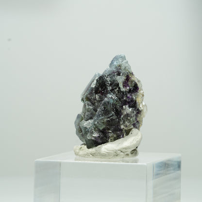 Bunte Phantom Fluorit Würfel, Muskovit Stufe Erongo, Namibia 13*11*9mm #13563