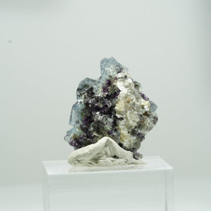 Bunte Phantom Fluorit Würfel, Muskovit Stufe Erongo, Namibia 13*11*9mm #13563