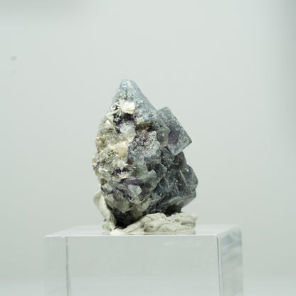 Bunte Phantom Fluorit Würfel, Muskovit Stufe Erongo, Namibia 13*11*9mm #13563