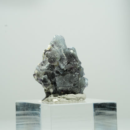 Bunte Phantom Fluorit Würfel, Muskovit Stufe Erongo, Namibia 13*11*9mm #13563