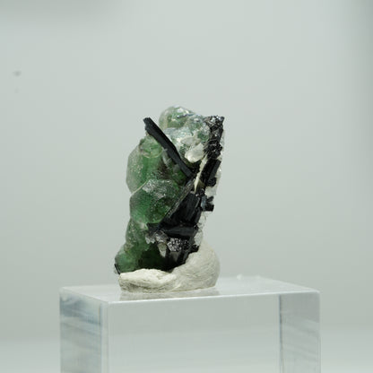 Phantom Fluorit Würfel, Schörl Turmalin, Muskovit Erongo, Namibia 13*9*6mm #13564