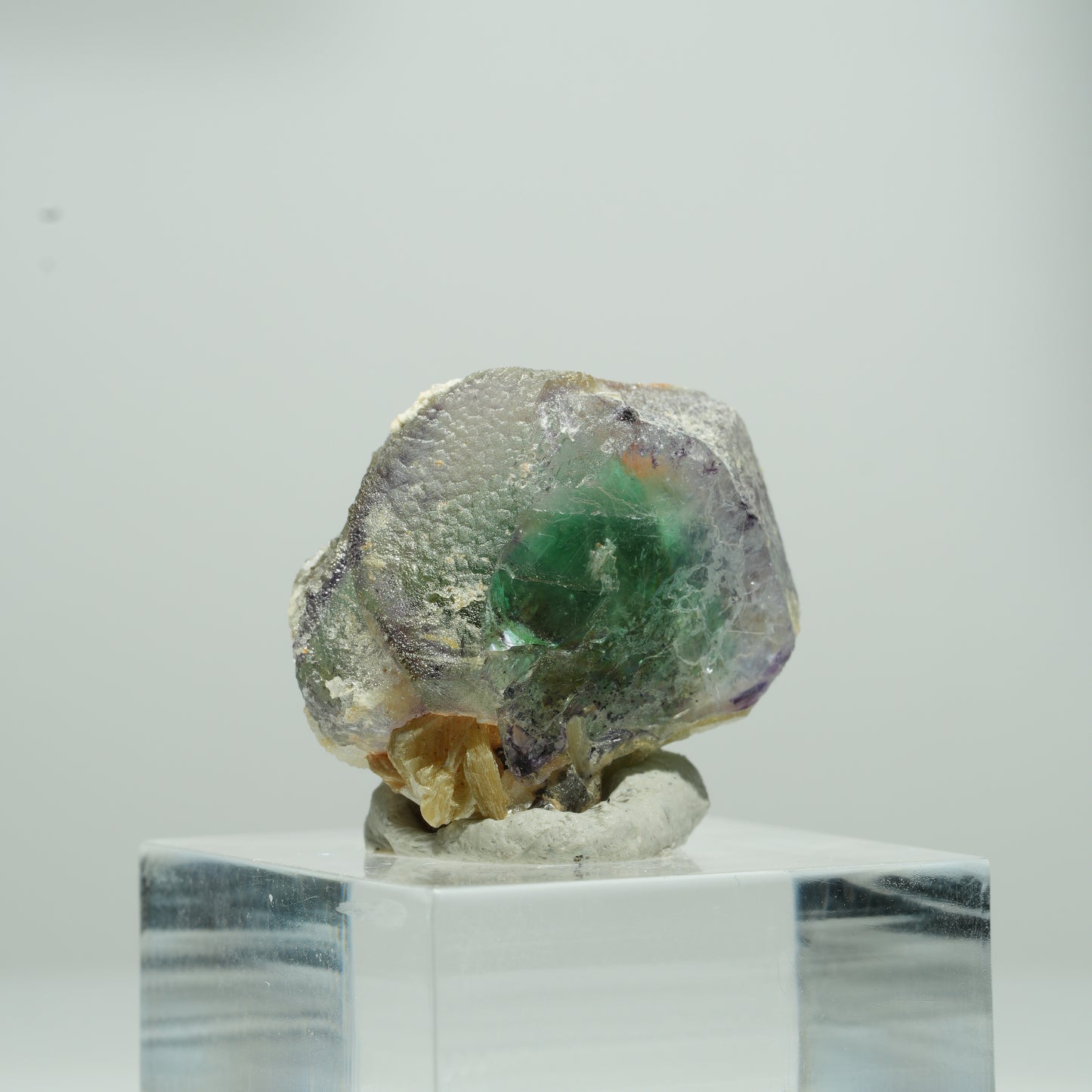 Phantom Fluorit hexagonal, Muskovit, Hyalit Opal Stufe Erongo, Namibia 12*10*8mm #13566