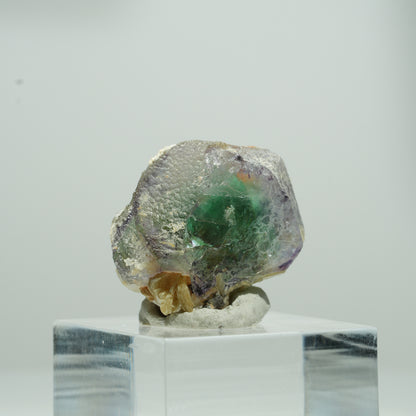 Phantom Fluorit hexagonal, Muskovit, Hyalit Opal Stufe Erongo, Namibia 12*10*8mm #13566