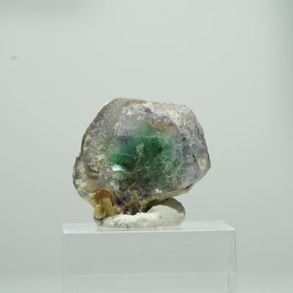 Phantom Fluorit hexagonal, Muskovit, Hyalit Opal Stufe Erongo, Namibia 12*10*8mm #13566