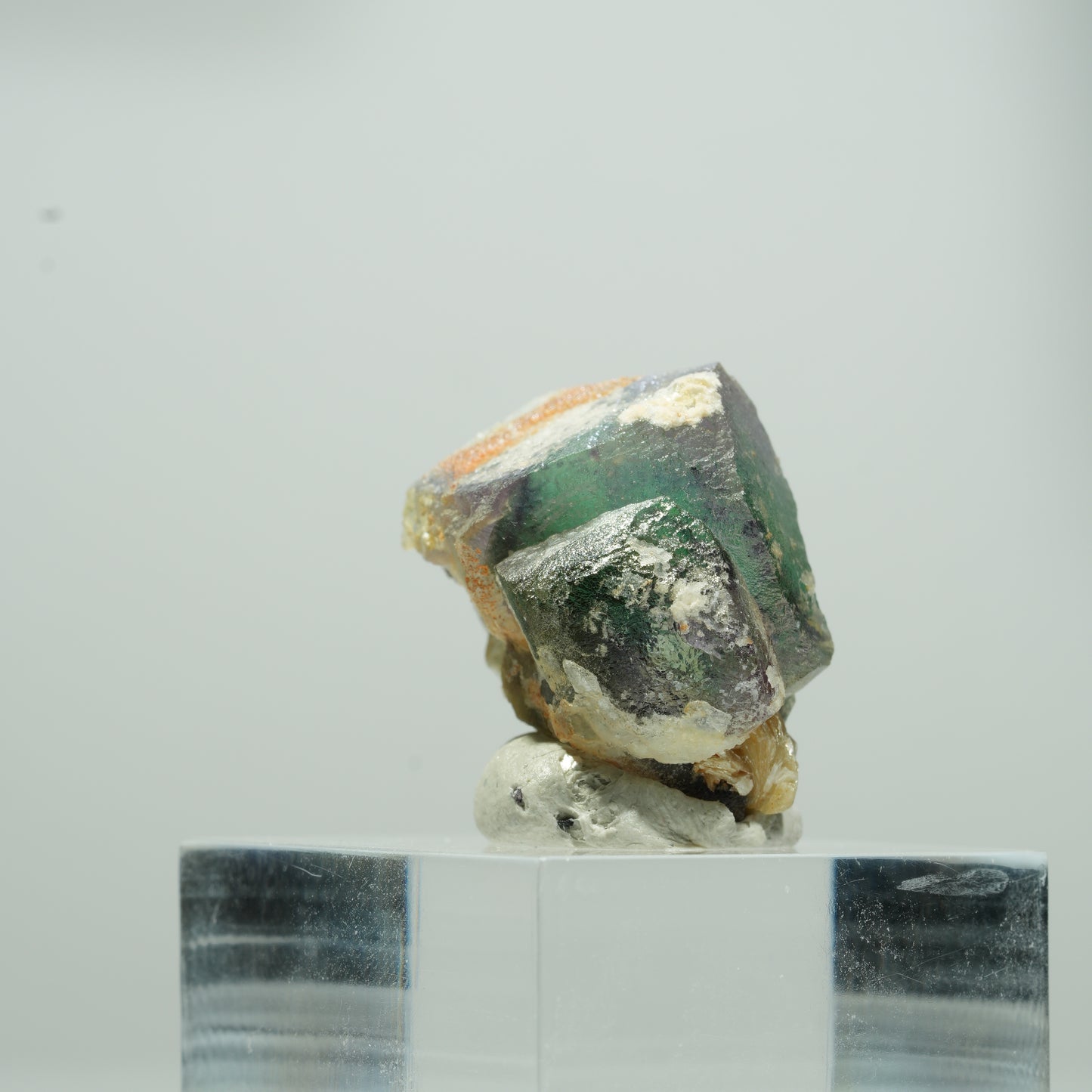 Phantom Fluorit hexagonal, Muskovit, Hyalit Opal Stufe Erongo, Namibia 12*10*8mm #13566