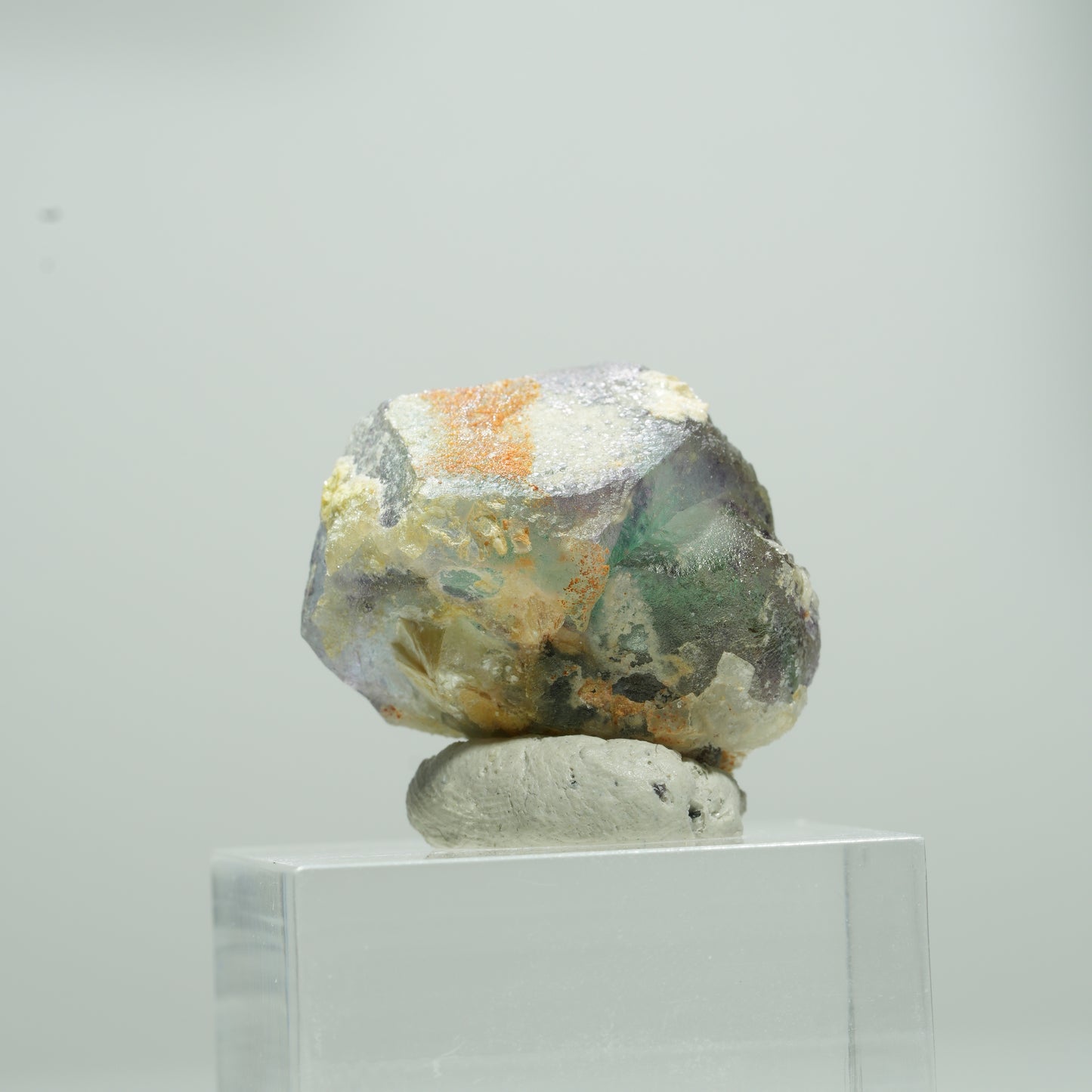 Phantom Fluorit hexagonal, Muskovit, Hyalit Opal Stufe Erongo, Namibia 12*10*8mm #13566