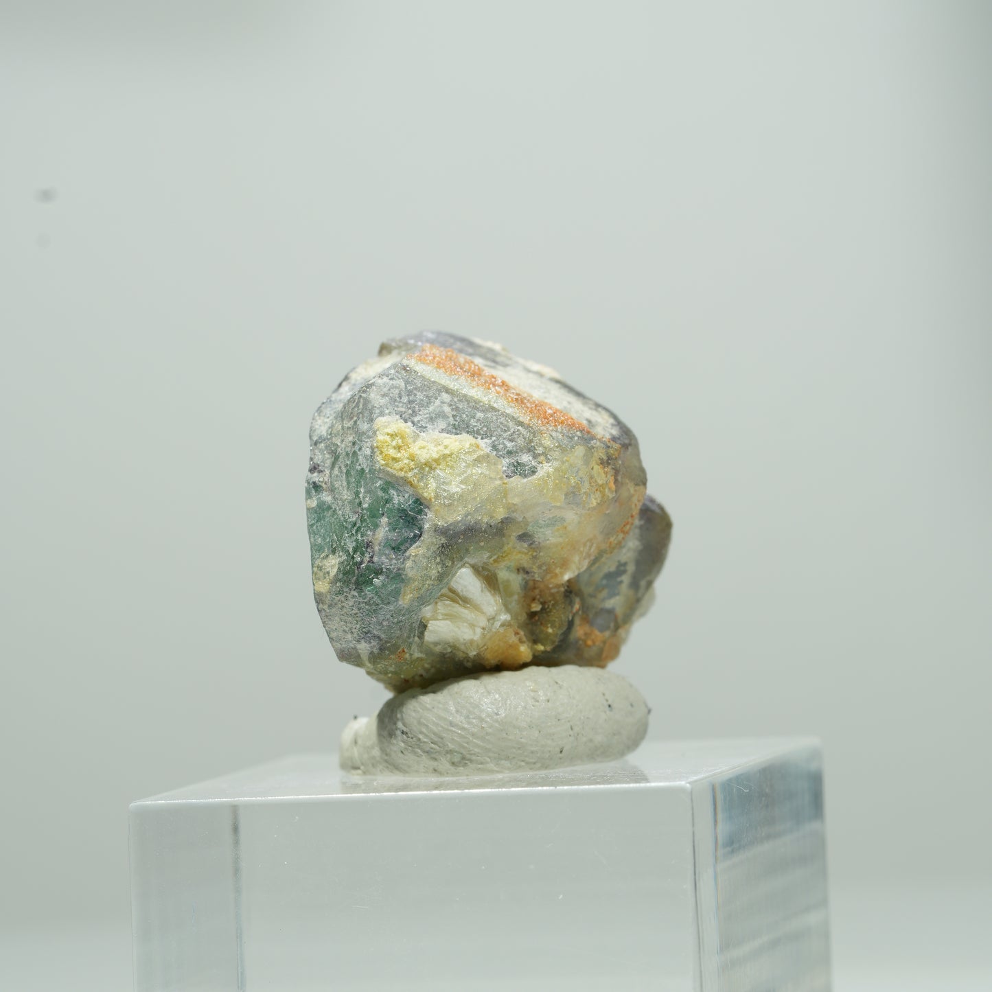 Phantom Fluorit hexagonal, Muskovit, Hyalit Opal Stufe Erongo, Namibia 12*10*8mm #13566
