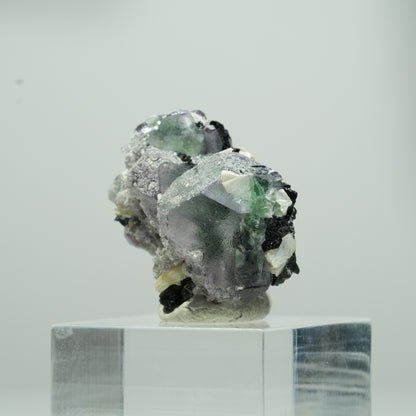Phantom Fluorit hexagonal, Schörl Turmalin, Muskovit Erongo, Namibia 14*11*8mm #13568