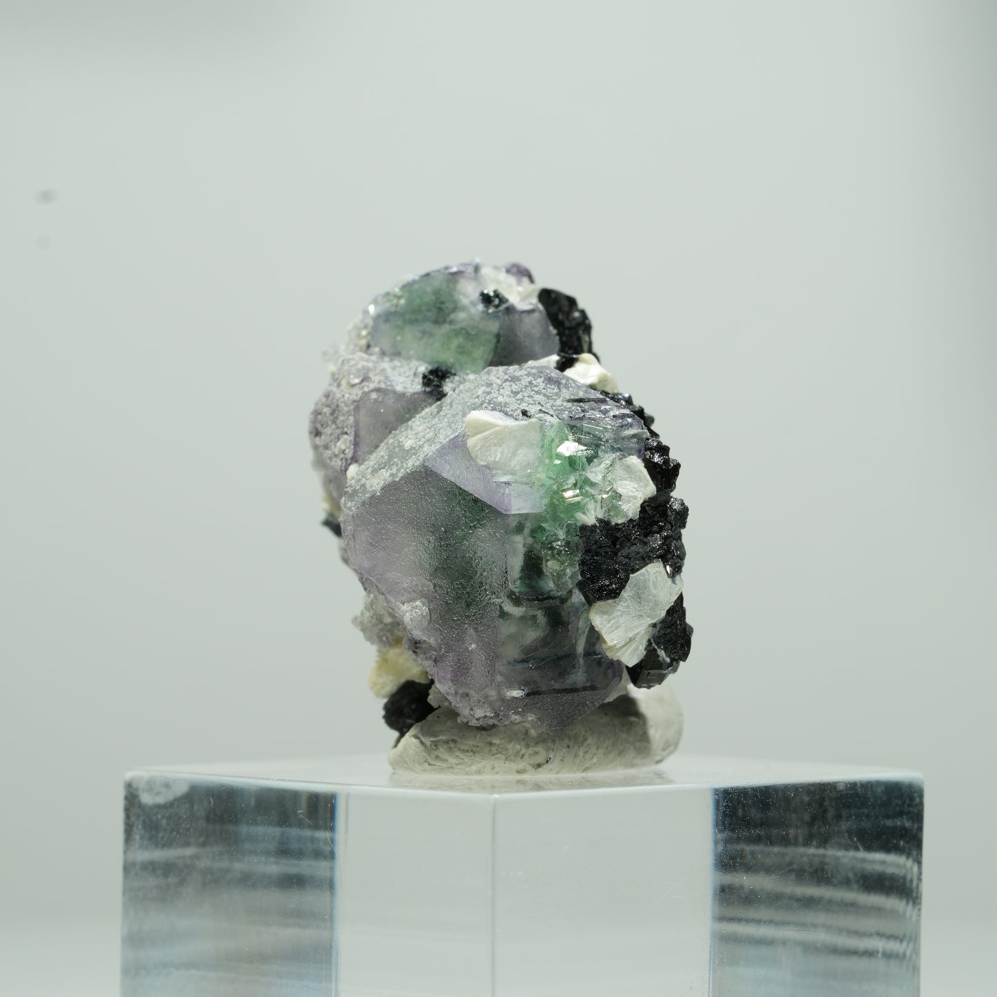 Phantom Fluorit hexagonal, Schörl Turmalin, Muskovit Erongo, Namibia 14*11*8mm #13568