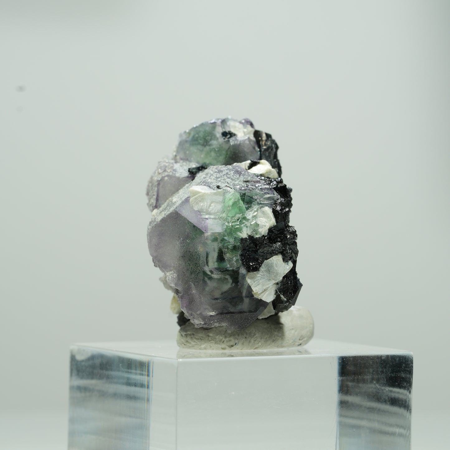 Phantom Fluorit hexagonal, Schörl Turmalin, Muskovit Erongo, Namibia 14*11*8mm #13568