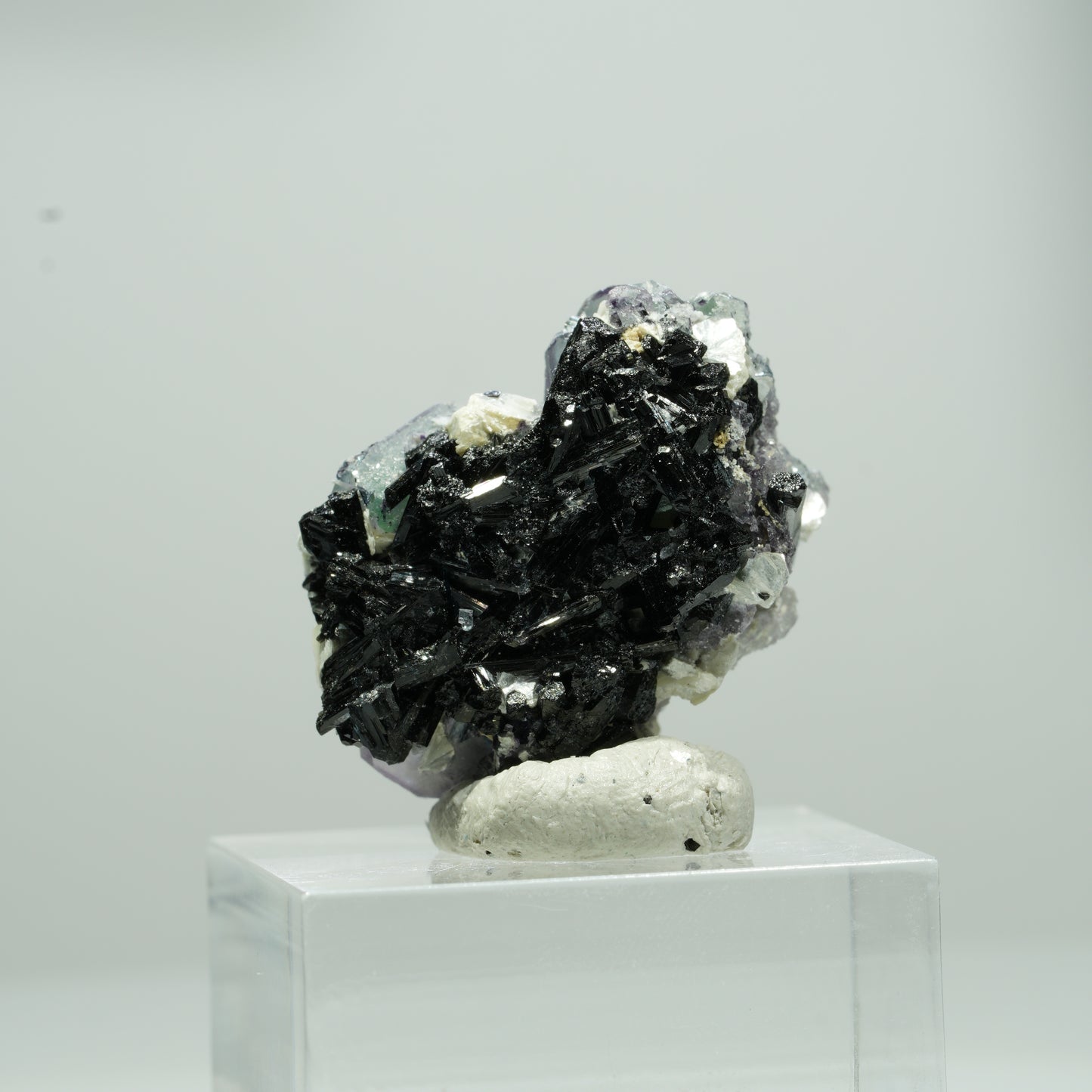 Phantom Fluorit hexagonal, Schörl Turmalin, Muskovit Erongo, Namibia 14*11*8mm #13568