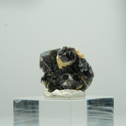 Bunte Phantom Fluorit Würfel, Muskovit Stufe Erongo, Namibia 12*11*9mm #13569