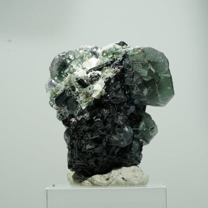 Phantom Fluorit hexagonal, Schörl Turmalin, Muskovit Erongo, Namibia 18*15*14mm #13571
