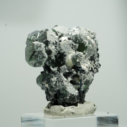 Phantom Fluorit hexagonal, Schörl Turmalin, Muskovit Erongo, Namibia 18*15*14mm #13571