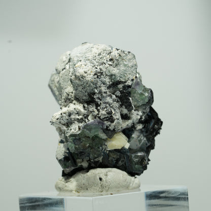 Phantom Fluorit hexagonal, Schörl Turmalin, Muskovit Erongo, Namibia 18*15*14mm #13571