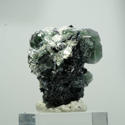 Phantom Fluorit hexagonal, Schörl Turmalin, Muskovit Erongo, Namibia 18*15*14mm #13571