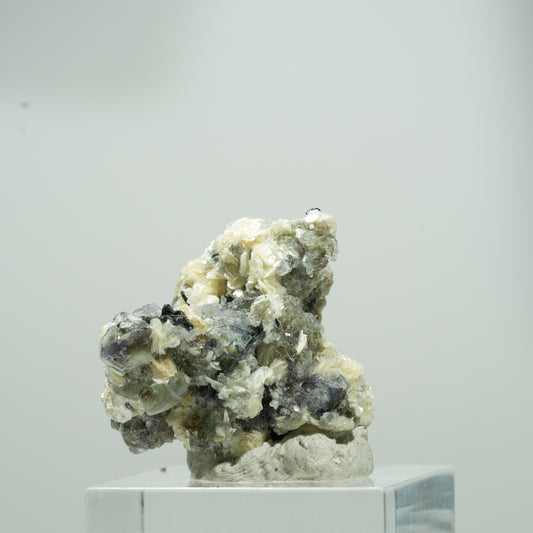 Phantom Fluorit Würfel, Schörl Turmalin, Muskovit Stufe Erongo, Namibia 14*13*10mm #13572