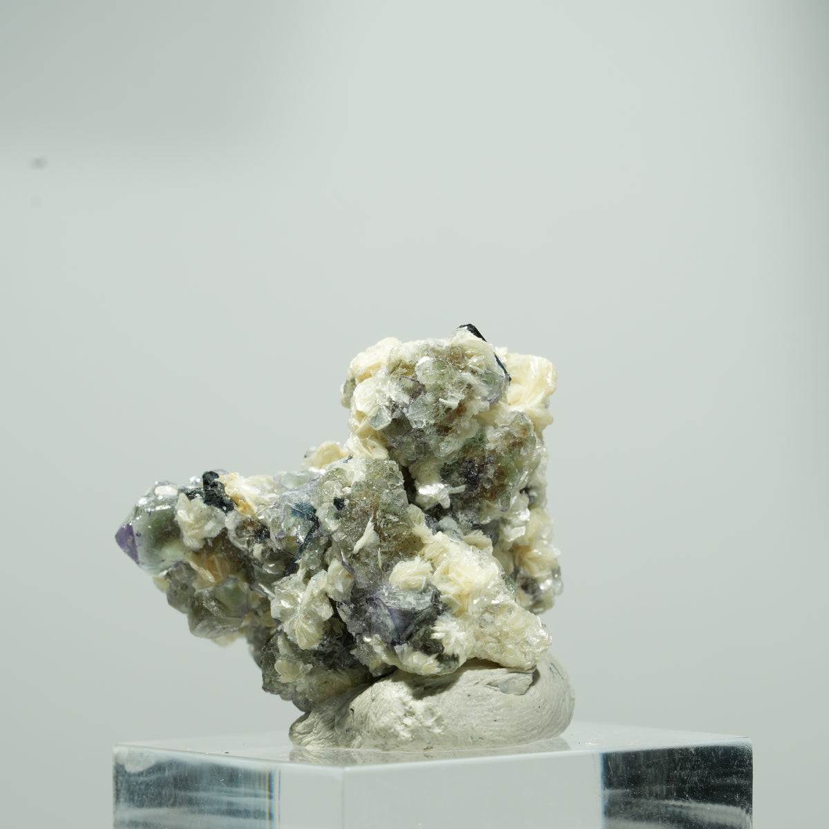 Phantom Fluorit Würfel, Schörl Turmalin, Muskovit Stufe Erongo, Namibia 14*13*10mm #13572