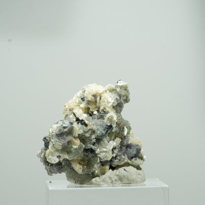 Phantom Fluorit Würfel, Schörl Turmalin, Muskovit Stufe Erongo, Namibia 14*13*10mm #13572